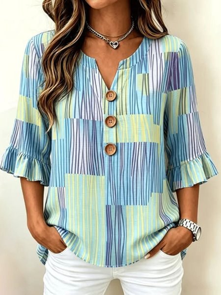 V Neck Half Sleeve Geometric Regular Regular Fit Blouse For Women, Green, Blouses
V Neck Half Sleeve Geometric Regular Regular Fit Blouse For Women, Green, Blouses