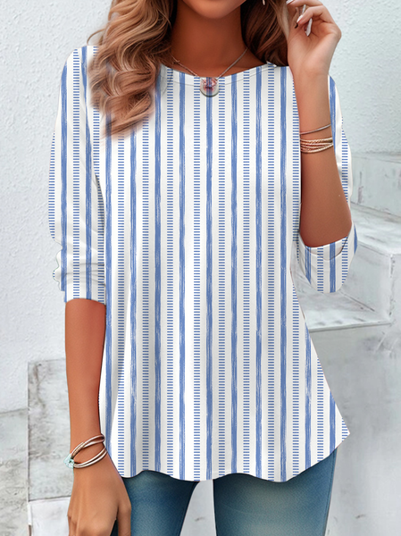 Women Striped Long Sleeve Tee T-shirt Crew Neck Casual Tunic Spring/Fall Top, Blue, T-Shirts
Women Striped Long Sleeve Tee T-shirt Crew Neck Casual Tunic Spring/Fall Top, Blue, T-Shirts