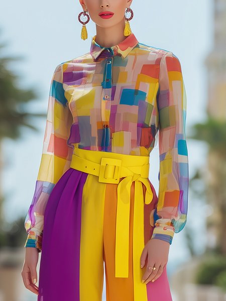 Elegant Colorblock Printing Shirt Collar Shirt, As picture, Blouses and Shirts
Elegant Colorblock Printing Shirt Collar Shirt, As picture, Blouses and Shirts