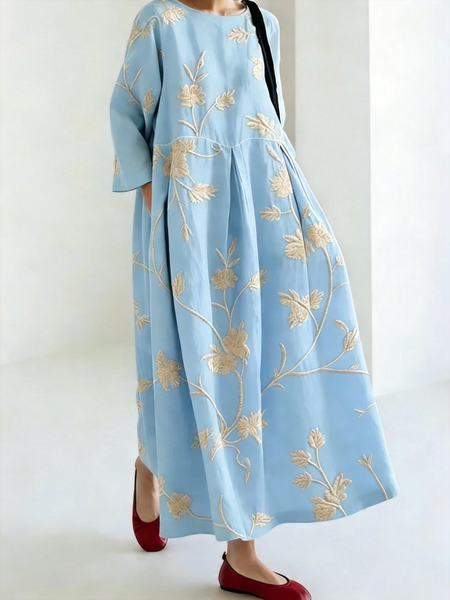 Women Floral Spring/Fall Dress Three Quarter Sleeve Mermaid Skirt A-Line Dress, Light blue, Dresses
Women Floral Spring/Fall Dress Three Quarter Sleeve Mermaid Skirt A-Line Dress, Light blue, Dresses