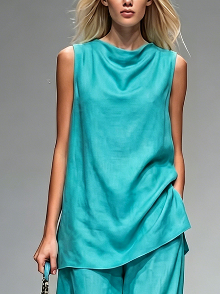 Cotton And Linen Casual Plain Ruched Tank Top, Blue, Blouses and Shirts
Cotton And Linen Casual Plain Ruched Tank Top, Blue, Blouses and Shirts