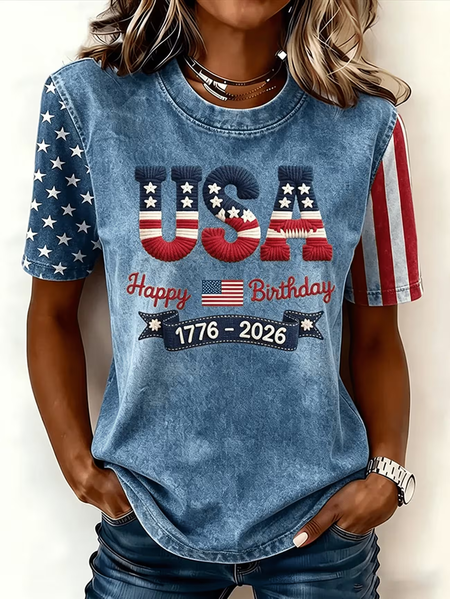 Women Independence Day (Flag) Short Sleeve Tee T-shirt Crew Neck Printing Casual Graphic Tee Summer Top, Blue, T-Shirts
Women Independence Day (Flag) Short Sleeve Tee T-shirt Crew Neck Printing Casual Graphic Tee Summer Top, Blue, T-Shirts