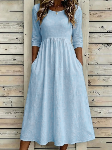Women Plain Half Sleeve Crew Neck Printing Dress Daily Casual Maxi H-Line Summer Dress, Blue, Casual Dresses
Women Plain Half Sleeve Crew Neck Printing Dress Daily Casual Maxi H-Line Summer Dress, Blue, Casual Dresses