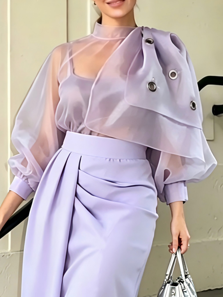 Elegant Plain Grommets Blouse, Purple, Blouses and Shirts
Elegant Plain Grommets Blouse, Purple, Blouses and Shirts