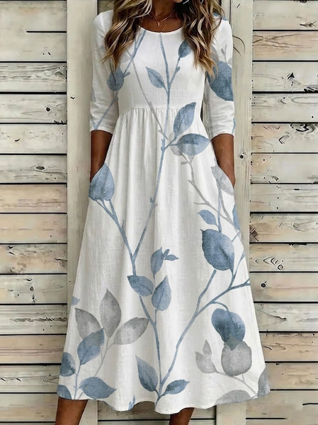 Women Floral Summer Printing Dress Crew Neck Half Sleeve H-Line Dress, White, Dresses
Women Floral Summer Printing Dress Crew Neck Half Sleeve H-Line Dress, White, Dresses