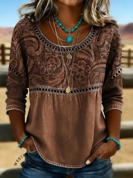 Crew Neck Half Sleeve Abstract Printing Regular Micro-Elasticity Loose Blouse For Women, Brown, Blouses
Crew Neck Half Sleeve Abstract Printing Regular Micro-Elasticity Loose Blouse For Women, Brown, Blouses