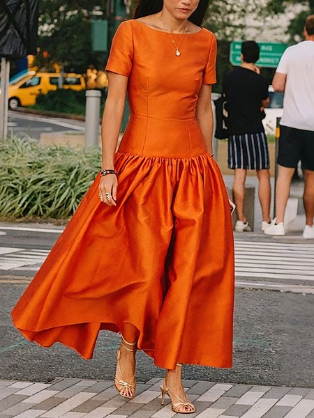 Urban Plain Ruched Boat Neck Maxi Dress, Orange, Maxi Dresses
Urban Plain Ruched Boat Neck Maxi Dress, Orange, Maxi Dresses