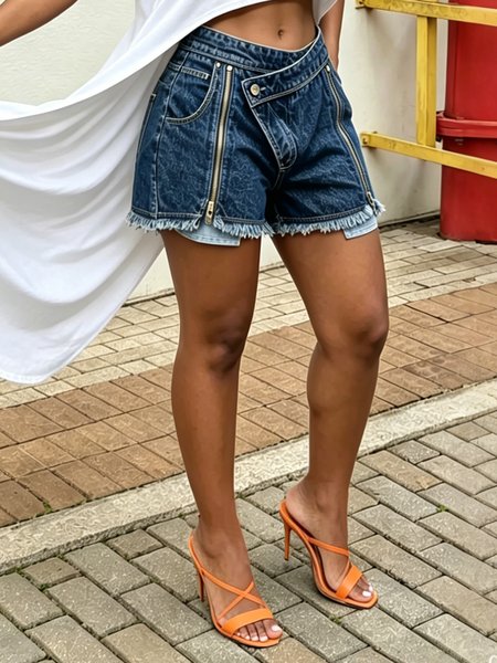 Casual Zipper Denim Shorts, Blue, Denim Shorts
Casual Zipper Denim Shorts, Blue, Denim Shorts