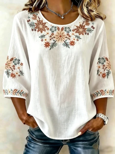 Crew Neck Half Sleeve 3D Printing Lightweight Loose Shirt For Women, White, Blouses
Crew Neck Half Sleeve 3D Printing Lightweight Loose Shirt For Women, White, Blouses