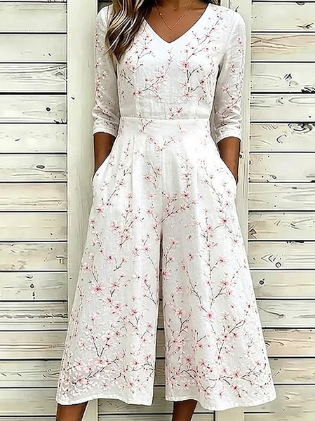 Women Floral V Neck Half Sleeve Casual Summer Jumpsuit, White, Jumpsuits&Rompers
Women Floral V Neck Half Sleeve Casual Summer Jumpsuit, White, Jumpsuits&Rompers