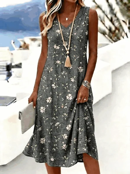 Women Floral Summer Dress V Neck Sleeveless Tank A-Line Dress, As picture, Dresses
Women Floral Summer Dress V Neck Sleeveless Tank A-Line Dress, As picture, Dresses