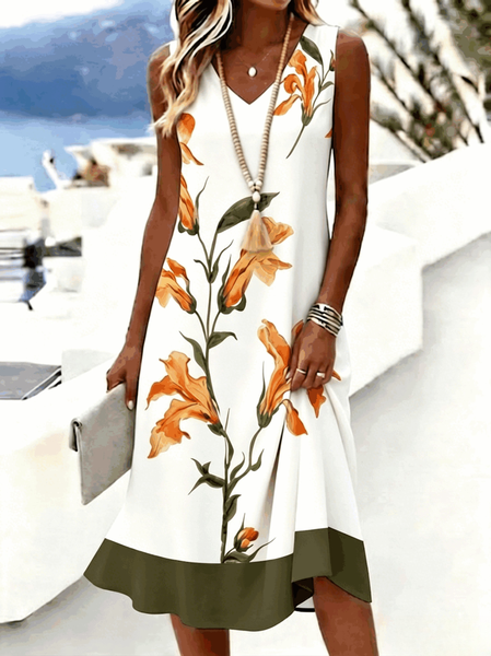 Women Floral Summer Dress V Neck Sleeveless Tank A-Line Dress, Green, Dresses
Women Floral Summer Dress V Neck Sleeveless Tank A-Line Dress, Green, Dresses