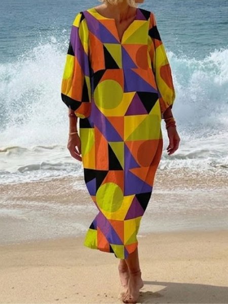 Women Geometric Spring/Fall Dress Half Open Collar Three Quarter Sleeve Beach Dress H-Line Dress, Multicolor, Dresses
Women Geometric Spring/Fall Dress Half Open Collar Three Quarter Sleeve Beach Dress H-Line Dress, Multicolor, Dresses