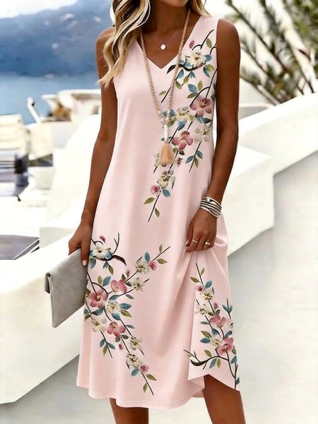 Women Floral Summer Dress V Neck Sleeveless Tank A-Line Dress, Pink, Dresses
Women Floral Summer Dress V Neck Sleeveless Tank A-Line Dress, Pink, Dresses