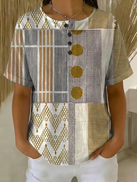 Vintage Abstract Crew Neck Short Sleeve T-shirt, As picture, T-shirts
Vintage Abstract Crew Neck Short Sleeve T-shirt, As picture, T-shirts