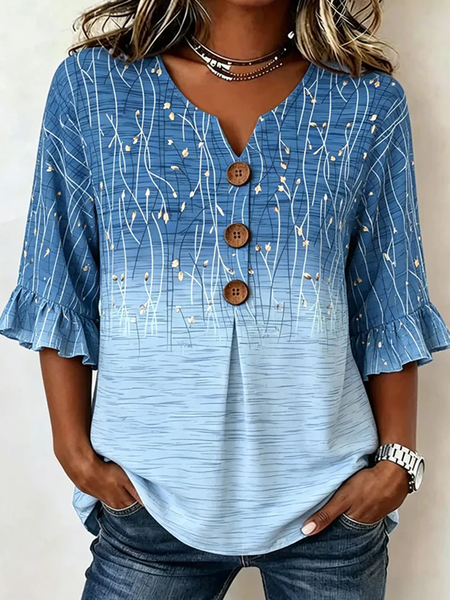 Women Floral V Neck Half Sleeve Blouse Printing Vintage Daily Summer Top, Blue, Blouses
Women Floral V Neck Half Sleeve Blouse Printing Vintage Daily Summer Top, Blue, Blouses