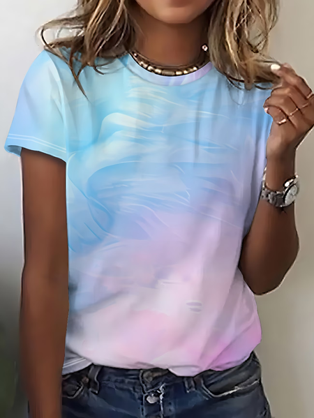 Casual Abstract Crew Neck Short Sleeve T-shirt, As picture, T-shirts
Casual Abstract Crew Neck Short Sleeve T-shirt, As picture, T-shirts
