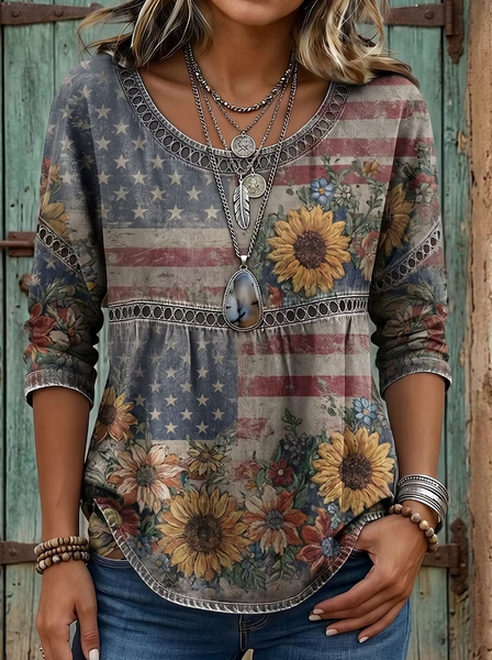 Crew Neck Half Sleeve Floral Printing Regular Micro-Elasticity Loose Blouse For Women, As picture, Blouses
Crew Neck Half Sleeve Floral Printing Regular Micro-Elasticity Loose Blouse For Women, As picture, Blouses