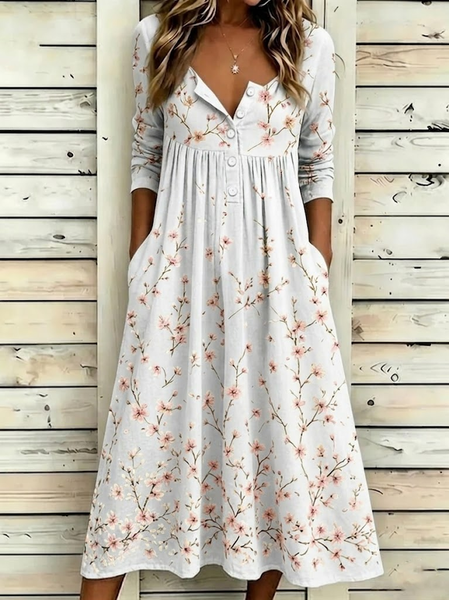 Women Floral Half Sleeve Half Open Collar Dress Holiday Vintage Maxi A-Line Summer Dress, White, Casual Dresses
Women Floral Half Sleeve Half Open Collar Dress Holiday Vintage Maxi A-Line Summer Dress, White, Casual Dresses