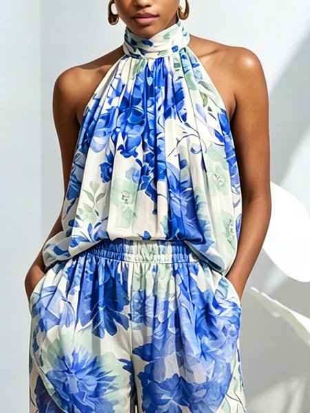 Urban Floral Printing Halter Neck Blouse, Blue, Blouses and Shirts
Urban Floral Printing Halter Neck Blouse, Blue, Blouses and Shirts