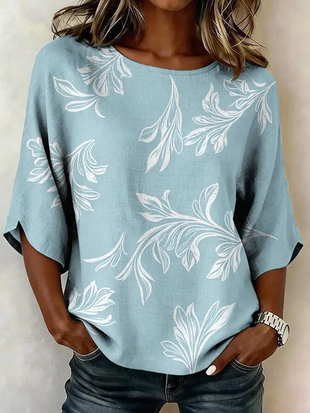 Women Floral Crew Neck Half Sleeve Blouse Printing Vintage Daily Summer Top, Blue, Blouses
Women Floral Crew Neck Half Sleeve Blouse Printing Vintage Daily Summer Top, Blue, Blouses