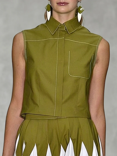 Elegant Plain Buttoned Shirt Collar Shirt, Green, Blouses and Shirts
Elegant Plain Buttoned Shirt Collar Shirt, Green, Blouses and Shirts