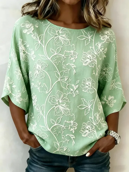 Women Floral Crew Neck Half Sleeve Blouse Printing Vintage Daily Summer Top, Green, Blouses
Women Floral Crew Neck Half Sleeve Blouse Printing Vintage Daily Summer Top, Green, Blouses