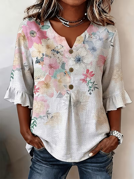 V Neck Half Sleeve Floral Peplum Regular Micro-Elasticity Regular Fit Blouse For Women, As picture, Blouses
V Neck Half Sleeve Floral Peplum Regular Micro-Elasticity Regular Fit Blouse For Women, As picture, Blouses