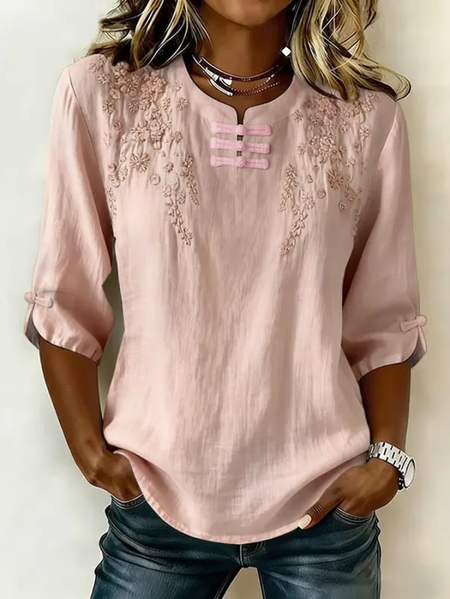 Mandarin Collar Half Sleeve Floral Printing Regular Micro-Elasticity Regular Fit Blouse For Women, Pink, Blouses
Mandarin Collar Half Sleeve Floral Printing Regular Micro-Elasticity Regular Fit Blouse For Women, Pink, Blouses