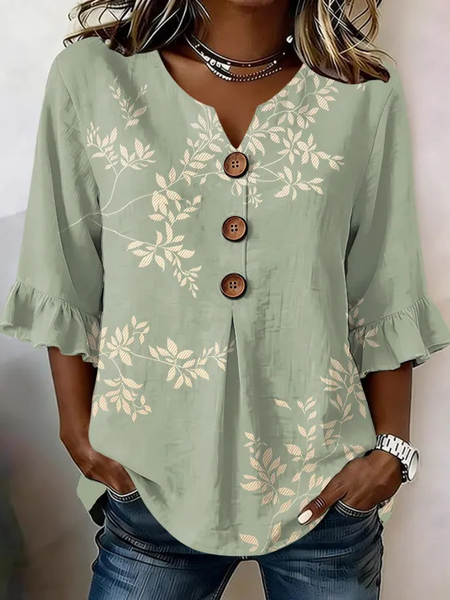 Women Leaf V Neck Half Sleeve Blouse Printing Vintage Daily Summer Top, Green, Blouses
Women Leaf V Neck Half Sleeve Blouse Printing Vintage Daily Summer Top, Green, Blouses