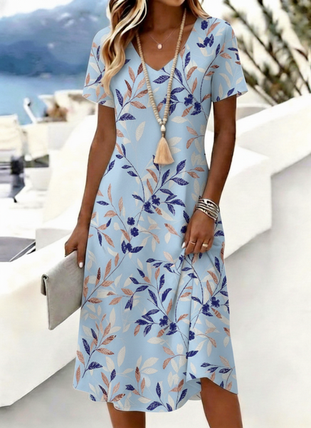 Women Leaf Summer Dress V Neck Short Sleeve A-Line Dress, Dusty teal, Dresses
Women Leaf Summer Dress V Neck Short Sleeve A-Line Dress, Dusty teal, Dresses