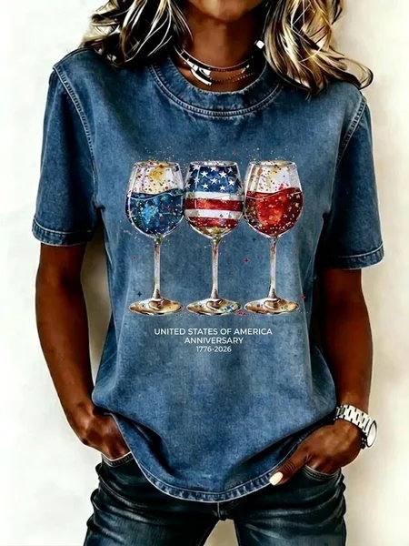 Crew Neck Short Sleeve Independence Day (Flag) Regular Micro-Elasticity Loose Shirt For Women, As picture, T-shirts
Crew Neck Short Sleeve Independence Day (Flag) Regular Micro-Elasticity Loose Shirt For Women, As picture, T-shirts
