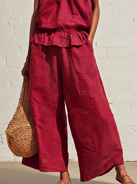 Cotton Casual Plain Wide Leg Pants, Red, Pants
Cotton Casual Plain Wide Leg Pants, Red, Pants