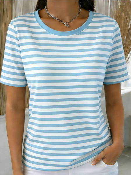 Women Striped Short Sleeve Tee T-shirt Crew Neck Printing Casual Graphic Tee Summer Top, Blue, T-Shirts
Women Striped Short Sleeve Tee T-shirt Crew Neck Printing Casual Graphic Tee Summer Top, Blue, T-Shirts