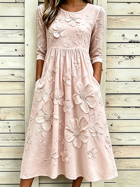 Women Floral Half Sleeve Crew Neck Printing Dress Daily Casual Maxi H-Line Summer Dress, Pink, Casual Dresses
Women Floral Half Sleeve Crew Neck Printing Dress Daily Casual Maxi H-Line Summer Dress, Pink, Casual Dresses