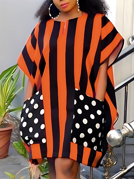 Casual Striped Printing Mini Dress, Orange, Mini Dresses
Casual Striped Printing Mini Dress, Orange, Mini Dresses