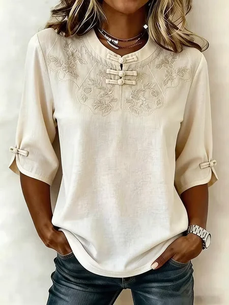 Women Floral Mandarin Collar Half Sleeve Blouse Printing Vintage Daily Summer Top, White, Shirts
Women Floral Mandarin Collar Half Sleeve Blouse Printing Vintage Daily Summer Top, White, Shirts