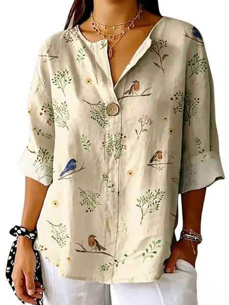 V Neck Half Sleeve Floral Regular Loose Shirt For Women, Beige, Shirts
V Neck Half Sleeve Floral Regular Loose Shirt For Women, Beige, Shirts