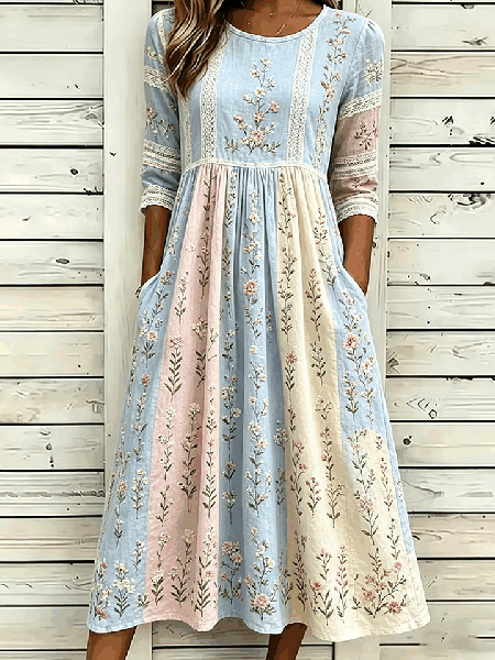 Women Floral Summer Dress Crew Neck Half Sleeve A-Line Dress, Color2, Dresses
Women Floral Summer Dress Crew Neck Half Sleeve A-Line Dress, Color2, Dresses