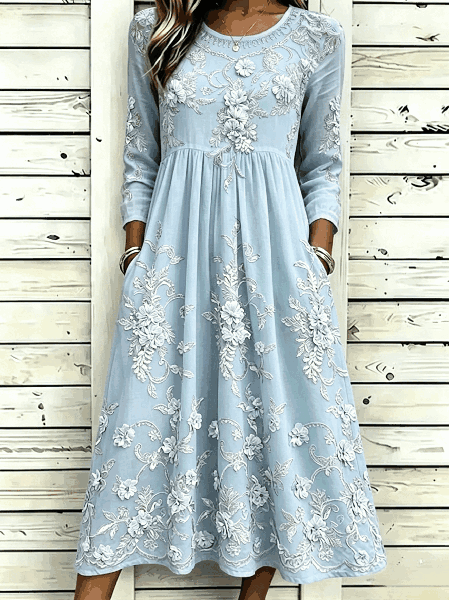 Women Floral Summer Dress Crew Neck Half Sleeve A-Line Dress, Blue, Dresses
Women Floral Summer Dress Crew Neck Half Sleeve A-Line Dress, Blue, Dresses