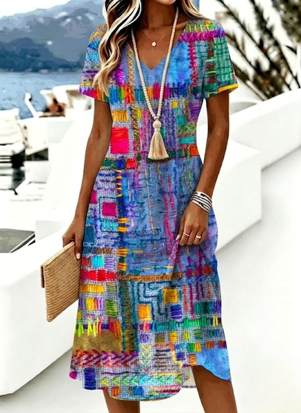 Women Abstract Graphic Summer Dress V Neck Short Sleeve A-Line Dress, As picture, Dresses
Women Abstract Graphic Summer Dress V Neck Short Sleeve A-Line Dress, As picture, Dresses