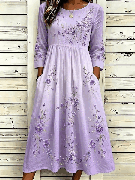 Women Floral Summer Dress Crew Neck Half Sleeve A-Line Dress, Light purple, Dresses
Women Floral Summer Dress Crew Neck Half Sleeve A-Line Dress, Light purple, Dresses