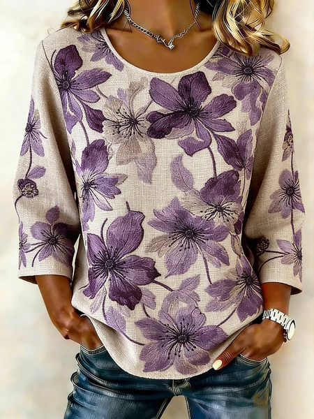 Women Floral Crew Neck Half Sleeve Blouse Printing Vintage Daily Summer Top, Purple, Blouses
Women Floral Crew Neck Half Sleeve Blouse Printing Vintage Daily Summer Top, Purple, Blouses