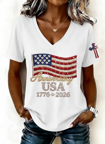 Casual America Flag V Neck Short Sleeve T-shirt, White, T-shirts
Casual America Flag V Neck Short Sleeve T-shirt, White, T-shirts