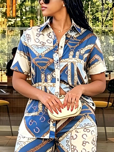 Urban Geometric Buttoned Color Block Shirt, Blue, Blouses and Shirts
Urban Geometric Buttoned Color Block Shirt, Blue, Blouses and Shirts