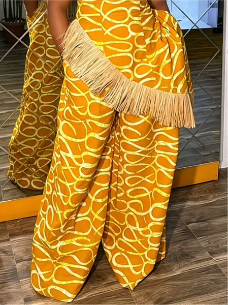 Urban Geometric Printing Wide Leg Pants, Yellow, Pants
Urban Geometric Printing Wide Leg Pants, Yellow, Pants