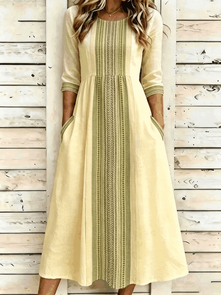 Women Striped Summer Dress Crew Neck Half Sleeve A-Line Dress, Light yellow, Dresses
Women Striped Summer Dress Crew Neck Half Sleeve A-Line Dress, Light yellow, Dresses