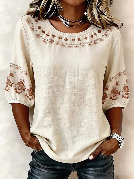 Women Abstract Crew Neck Half Sleeve Blouse Printing Vintage Daily Summer Top, Apricot, Blouses
Women Abstract Crew Neck Half Sleeve Blouse Printing Vintage Daily Summer Top, Apricot, Blouses
