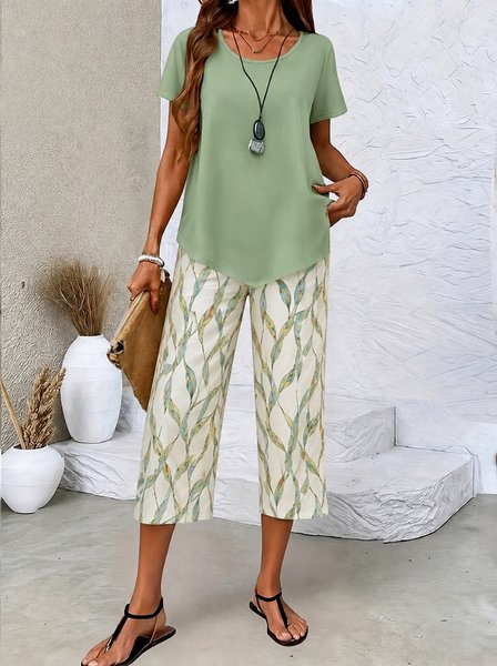 Women Plain Two-Piece Set Daily Short Sleeve Casual Summer Top With Pants Matching Set, Green, Sets
Women Plain Two-Piece Set Daily Short Sleeve Casual Summer Top With Pants Matching Set, Green, Sets