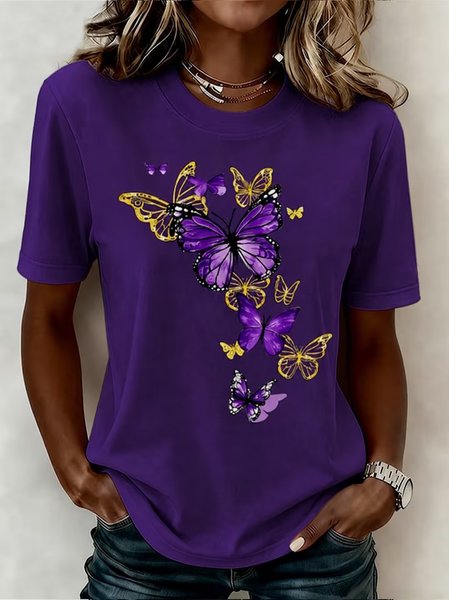 Casual Animal Crew Neck Short Sleeve T-shirt, Purple, T-shirts
Casual Animal Crew Neck Short Sleeve T-shirt, Purple, T-shirts